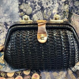 Vintage Black Wicker Purse